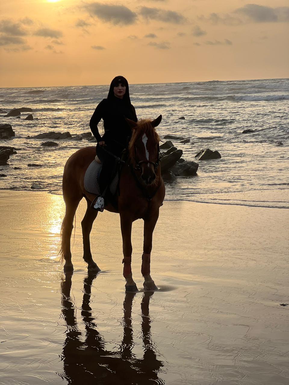 Séance photo coucher de soleil à cheval